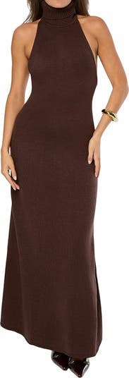 Open Back Halter Maxi Dress