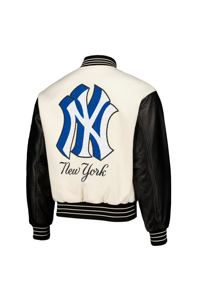 PLEASURES Men's PLEASURES White New York Yankees Full-Snap Varsity Jacket, Alternate, color, 
