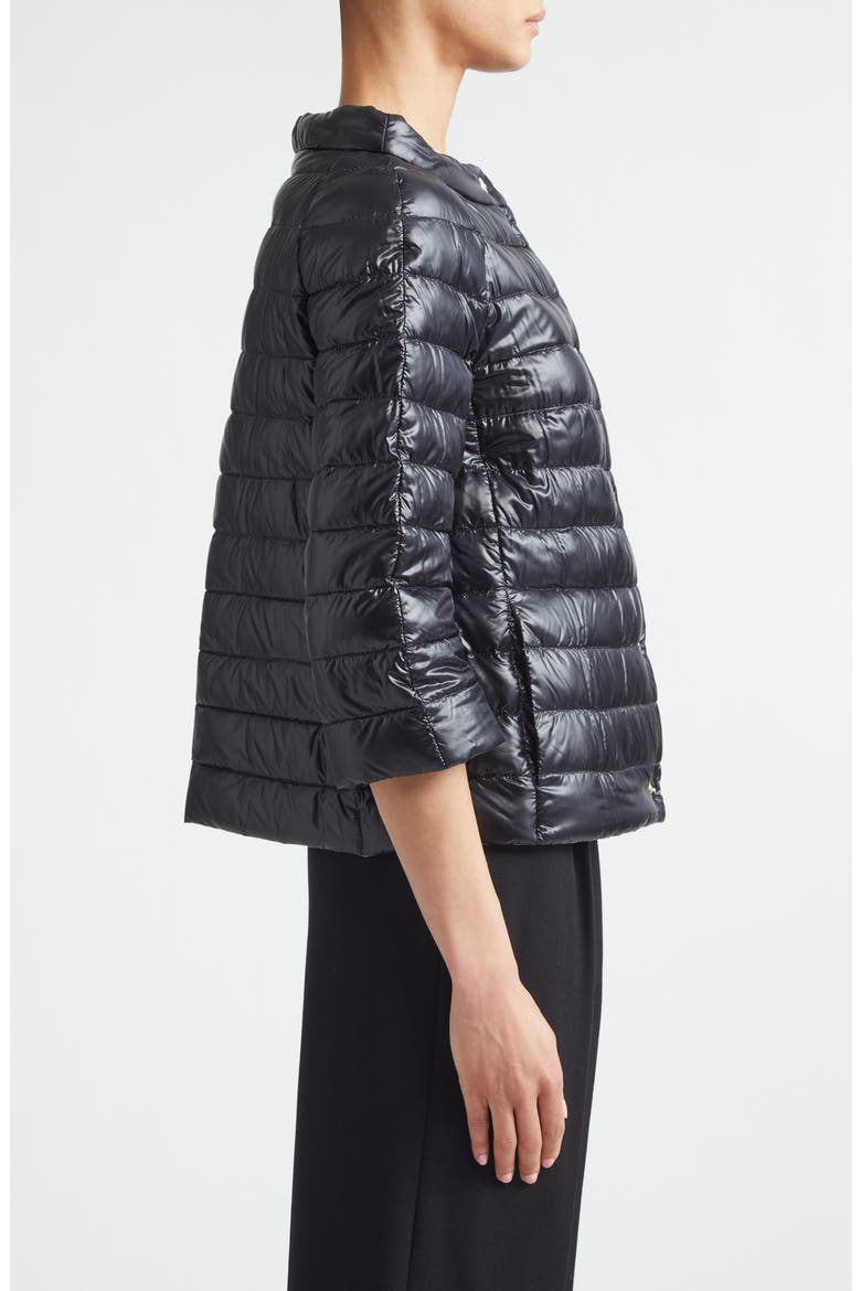Reversible Quilted Ultralight Nylon Crop Down Jacket, Alternate, color, BLACK TO CHANTILLY