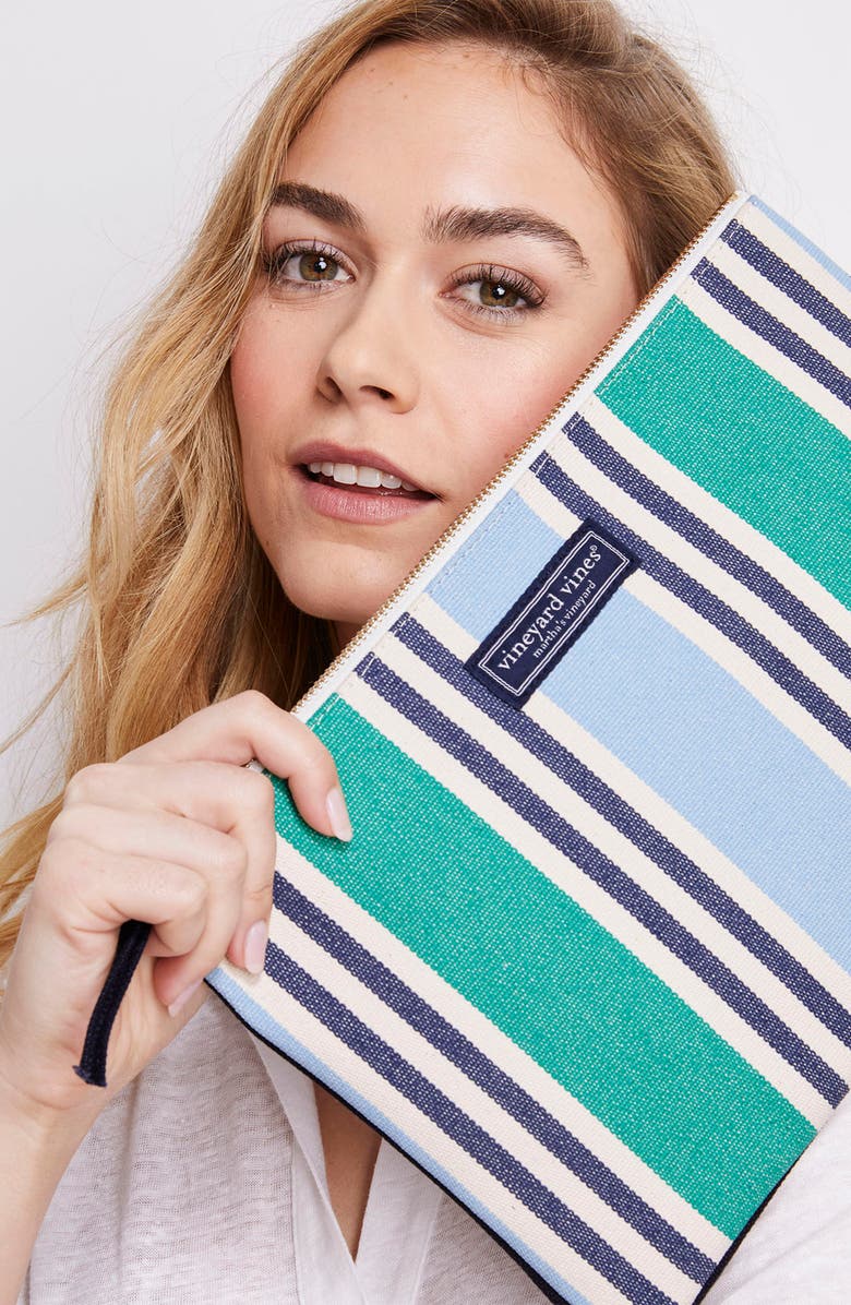 vineyard vines Blocked Stripe Zip Pouch, Alternate, color,