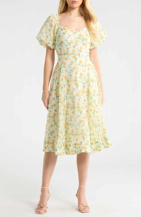 Mayra Puff Sleeve Midi Dress