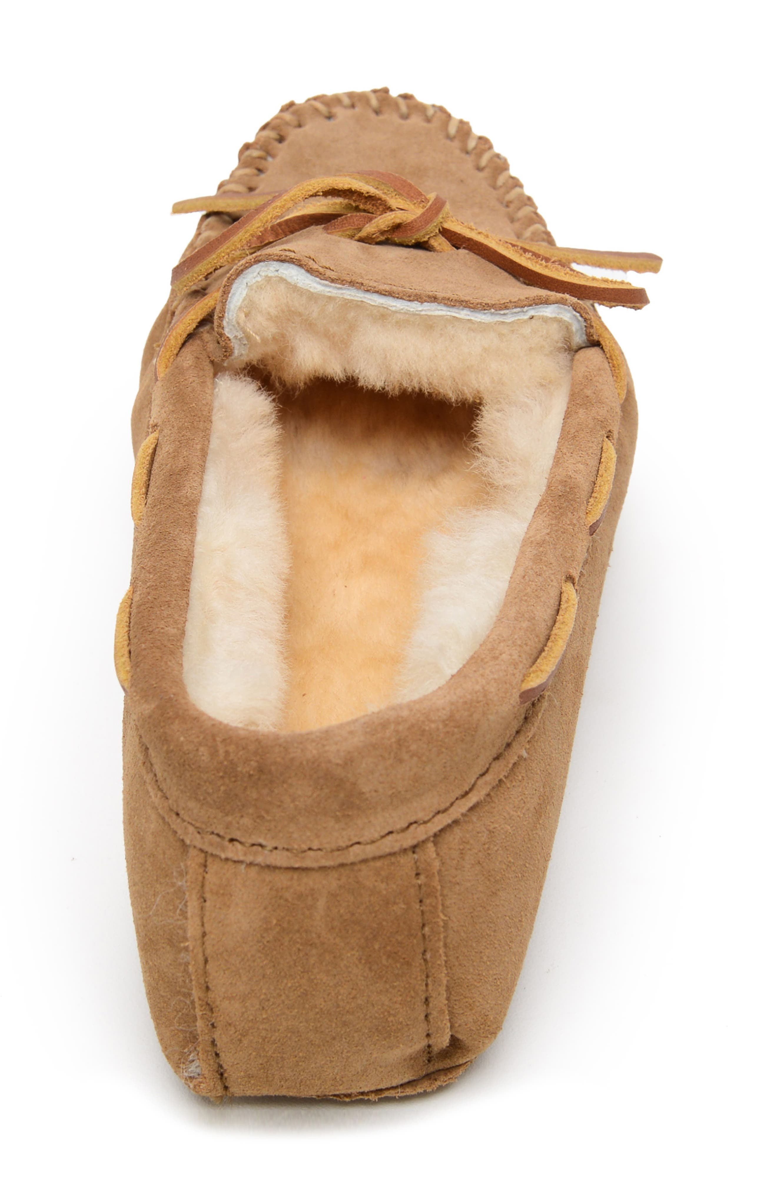 Minnetonka Genuine Shearling Softsole Slipper, Alternate, color, Tan