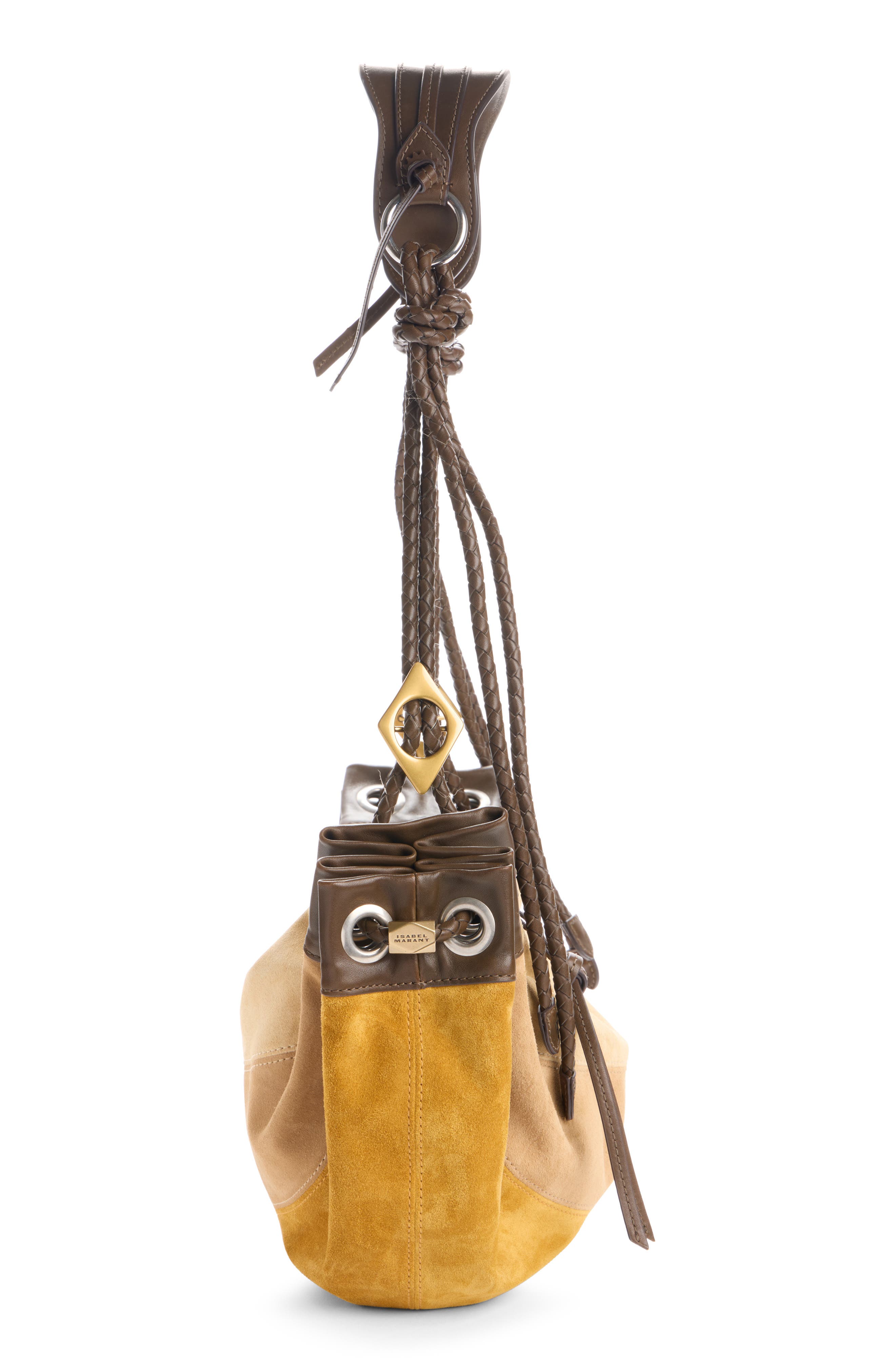 Isabel Marant Medium Maia Colorblock Suede Shoulder Bag, Alternate, color, Multicolor Khaki