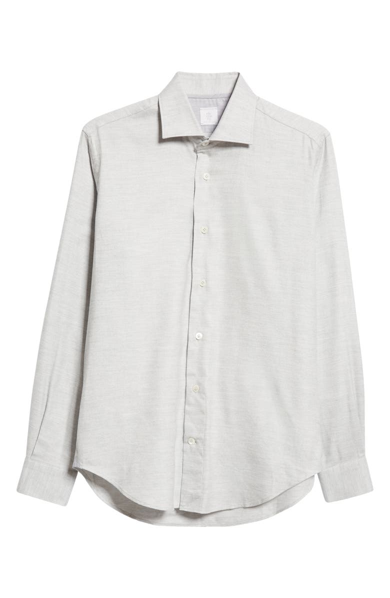 Eleventy Herringbone Cotton Blend Button-Up Shirt, Alternate, color, 