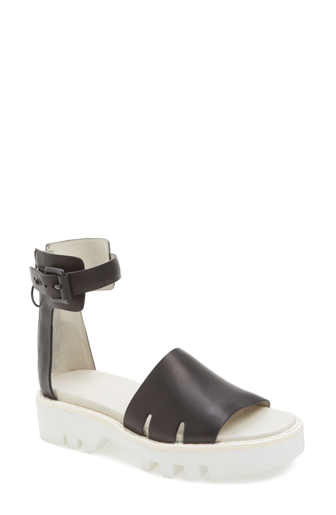 'Dante' Ankle Strap Sandal, Main, color, BLACK