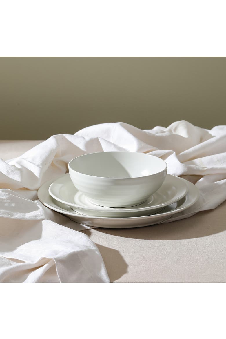 Orbit Stoneware 4-Piece Dinner Plate Set, Alternate, color, White