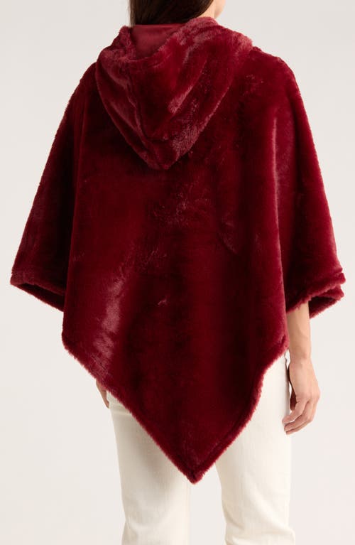 Nanette Lepore Hooded Faux Fur Ruana In Burgundy