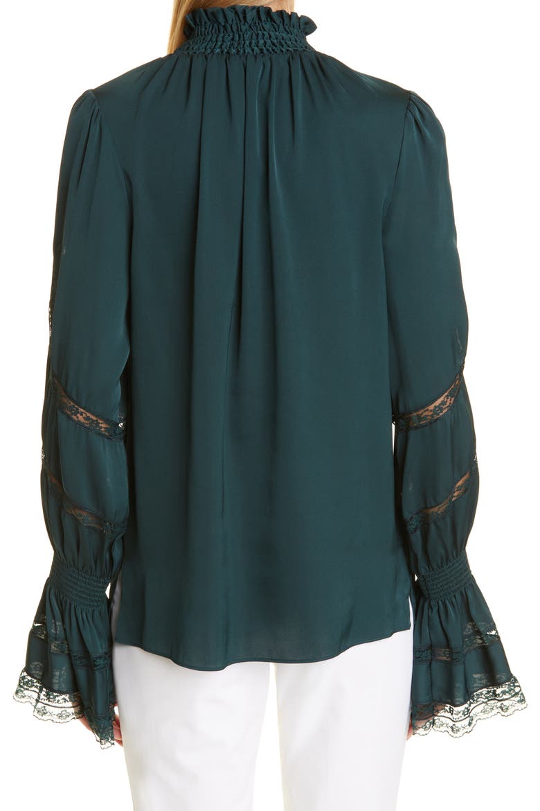 Elsie Stretch Silk Blouse, Alternate, color, PINE