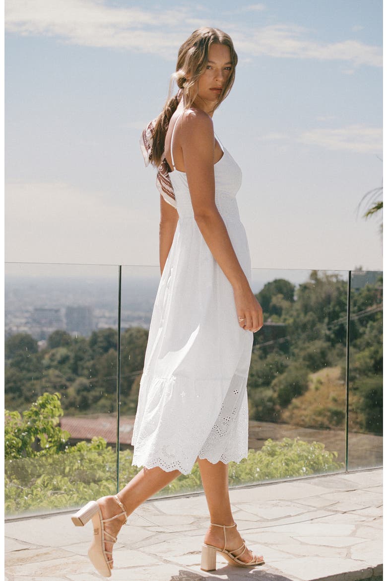 Sleeveless Cotton Fit & Flare Midi Dress, Alternate, color, WHITE
