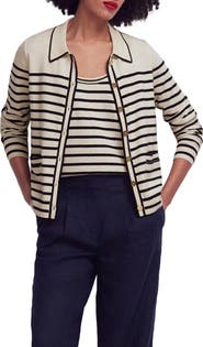Boden Liz Stripe Collar Cardigan