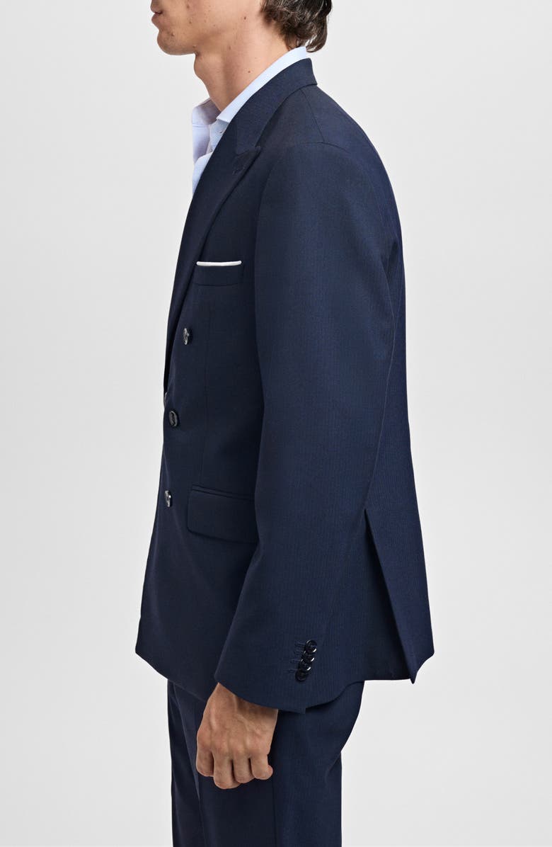 MANGO Slim Fit Double Breasted Blazer, Alternate, color, Navy