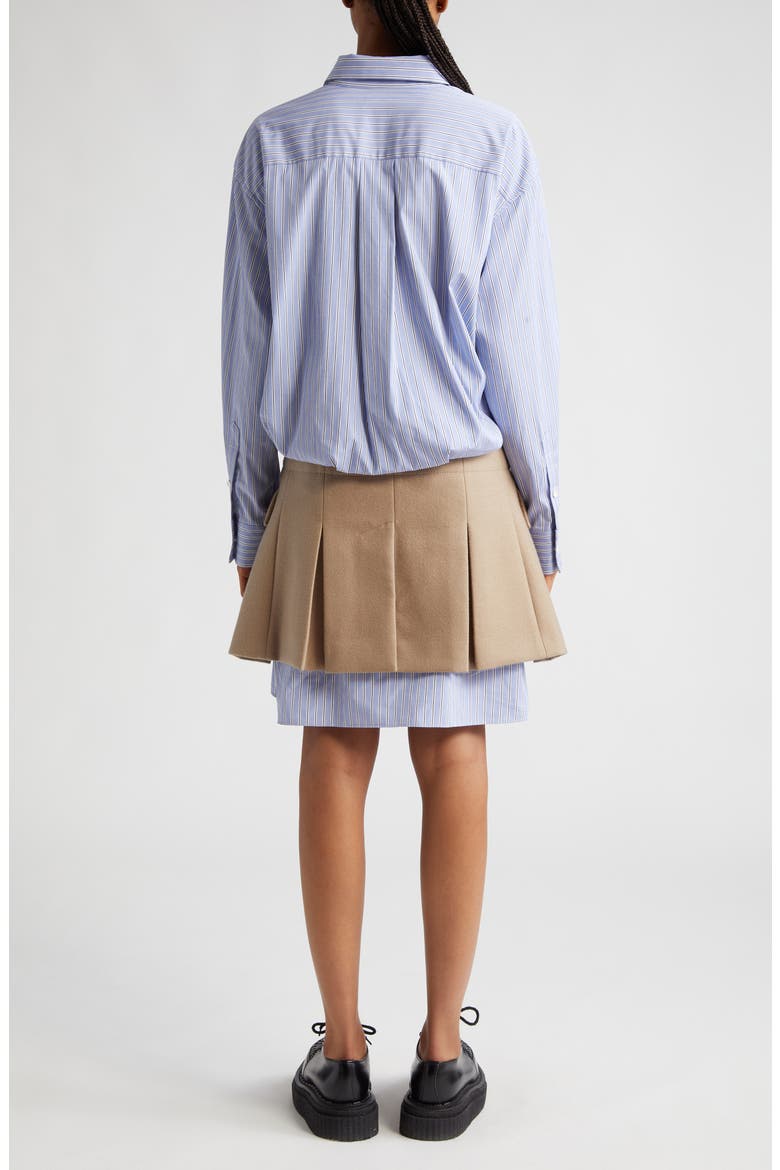 Thomas Mason Cotton Poplin & Wool Shirtdress, Alternate, color, L/ BLUE STRIPE BEIGE