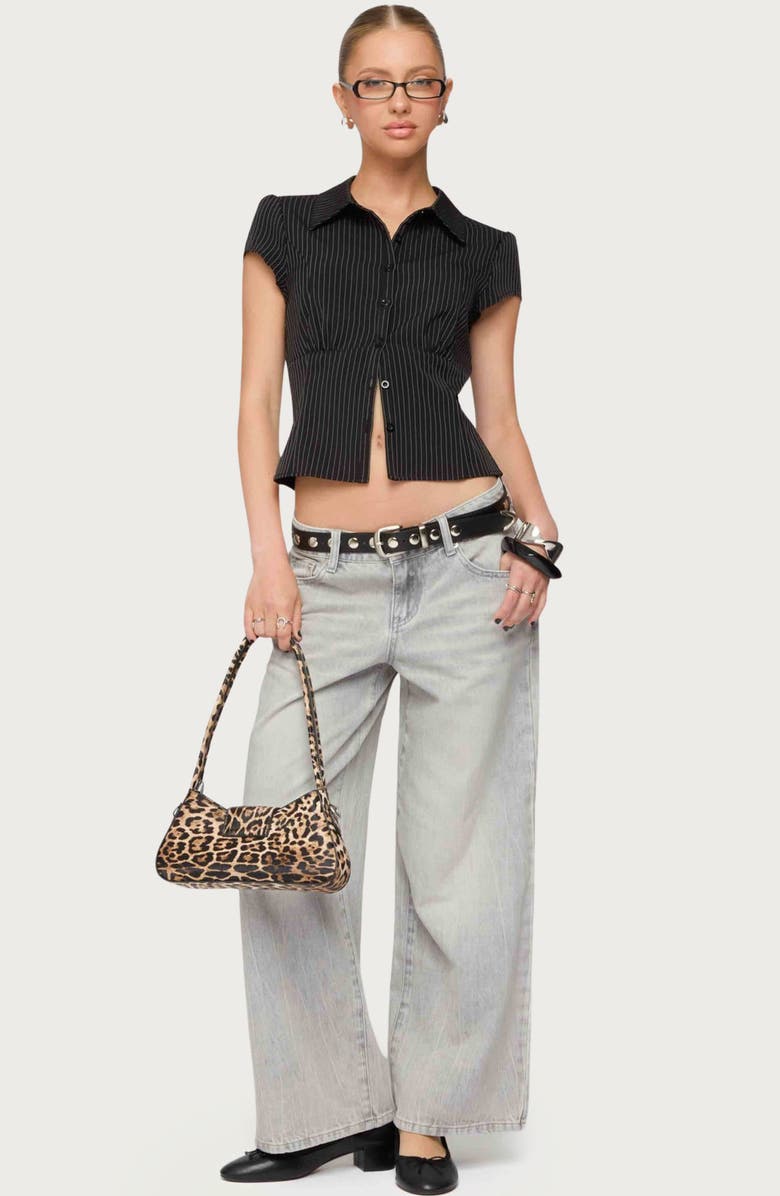 EDIKTED Magda Low Rise Wide Leg Jeans, Alternate, color, Gray-Washed