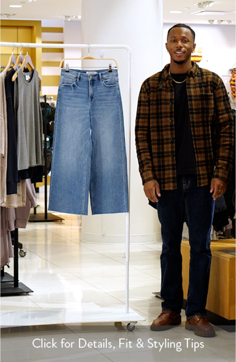 High Waist Raw Hem Crop Wide Leg Dad Jeans, sales video thumbnail