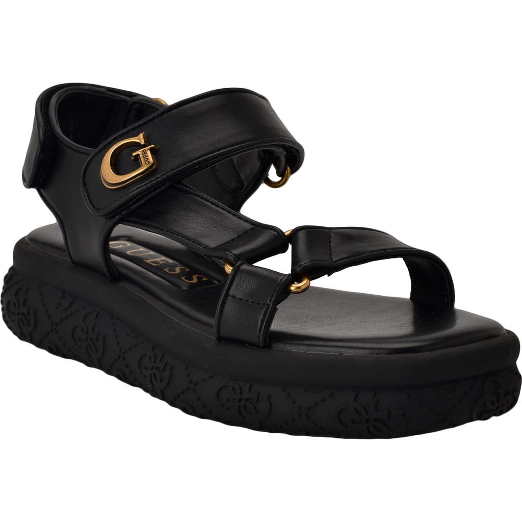 Guess Lanara Ankle Strap Platform Sandal In Black
