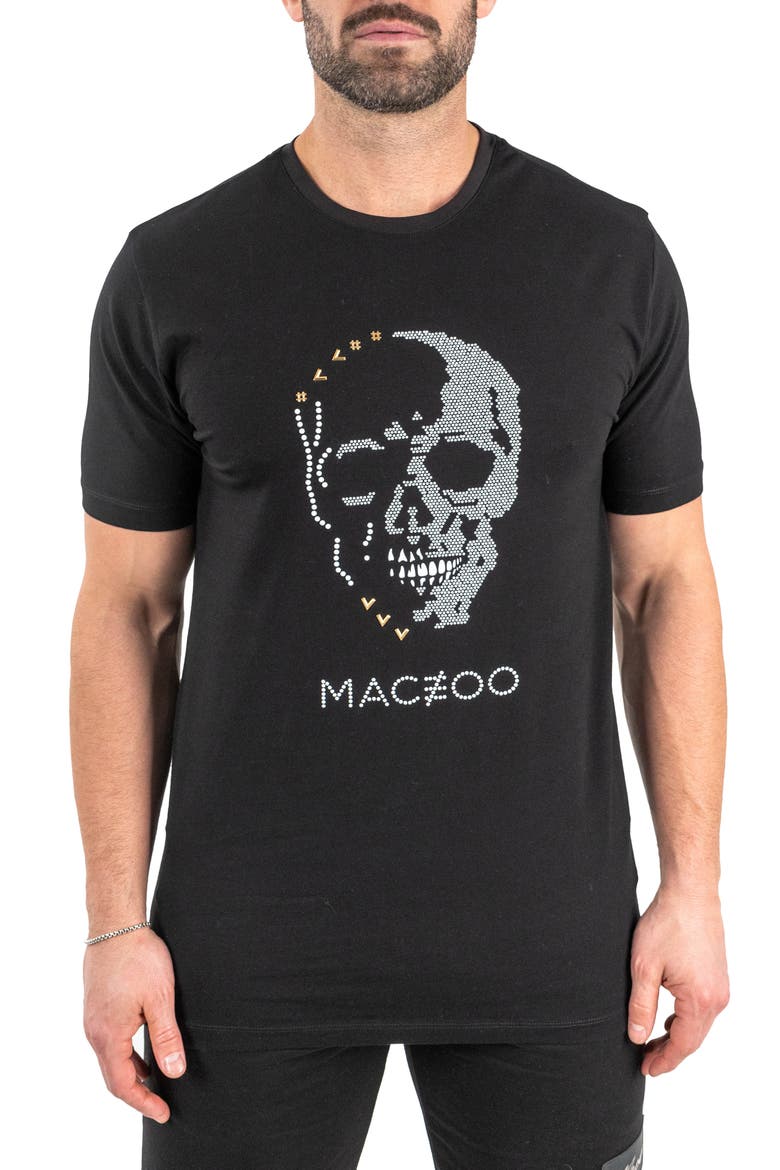 Stone Skull Cotton Graphic T-Shirt, Main, color, BLACK
