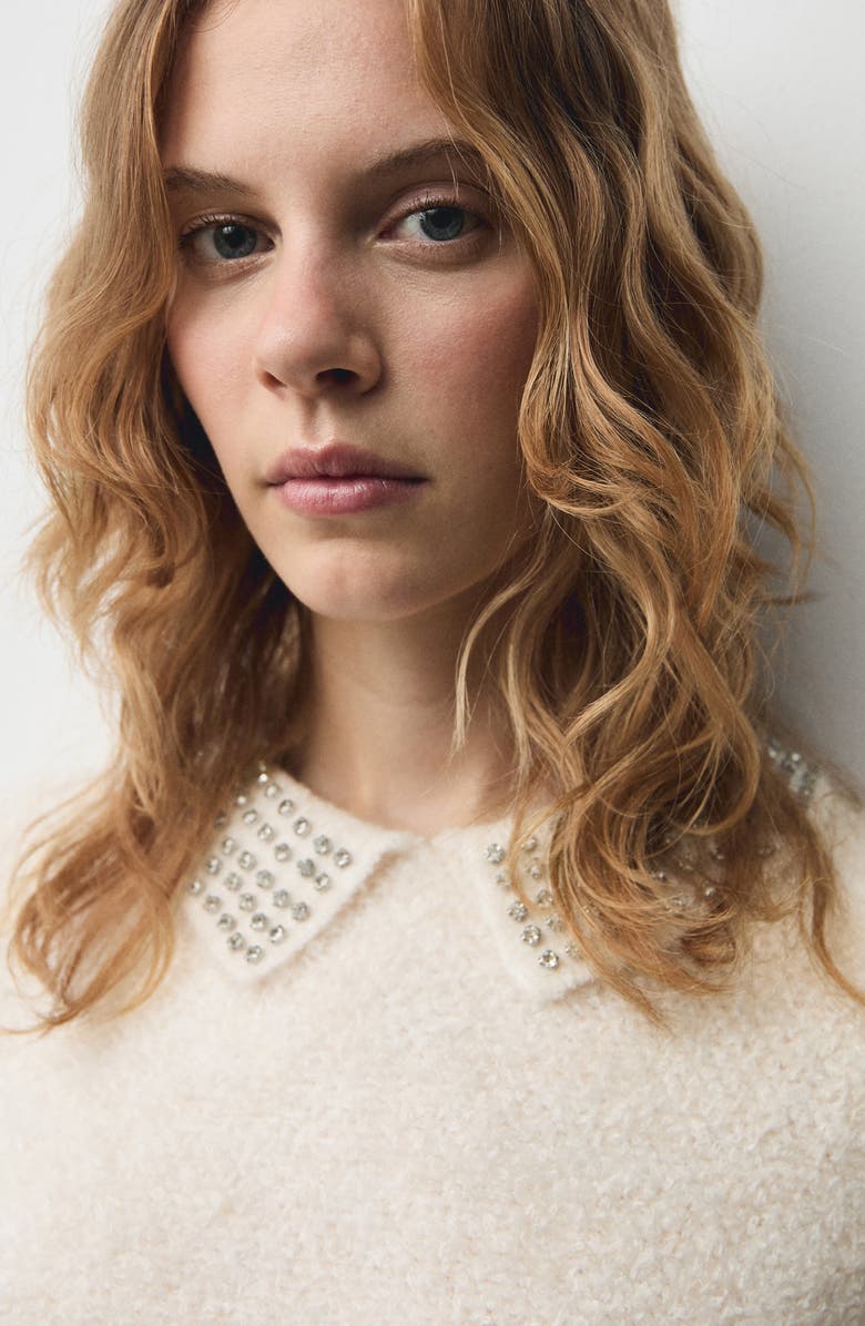 MANGO Polo Sweater with Rhinestone Embellished Collar, Alternate, color,