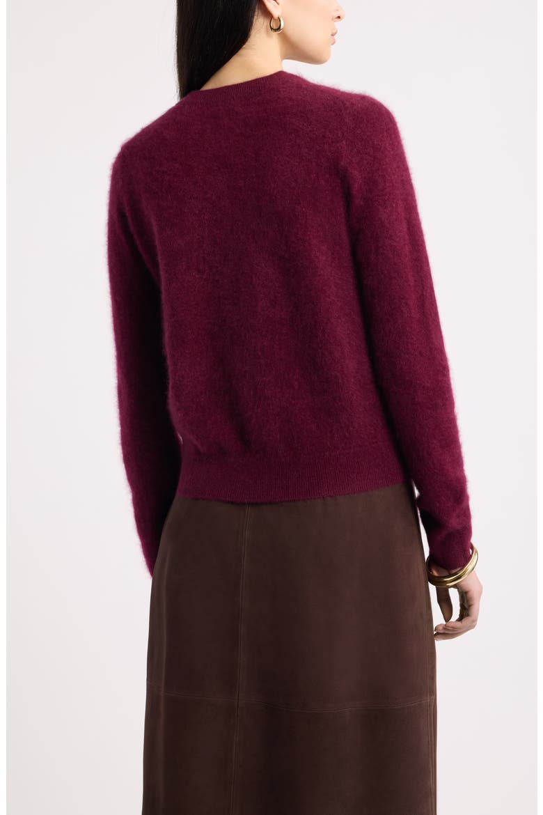 Brushed Cashmere Argyle Cardigan, Alternate, color, BURGUNDY FIG HEATHER ARGYLE