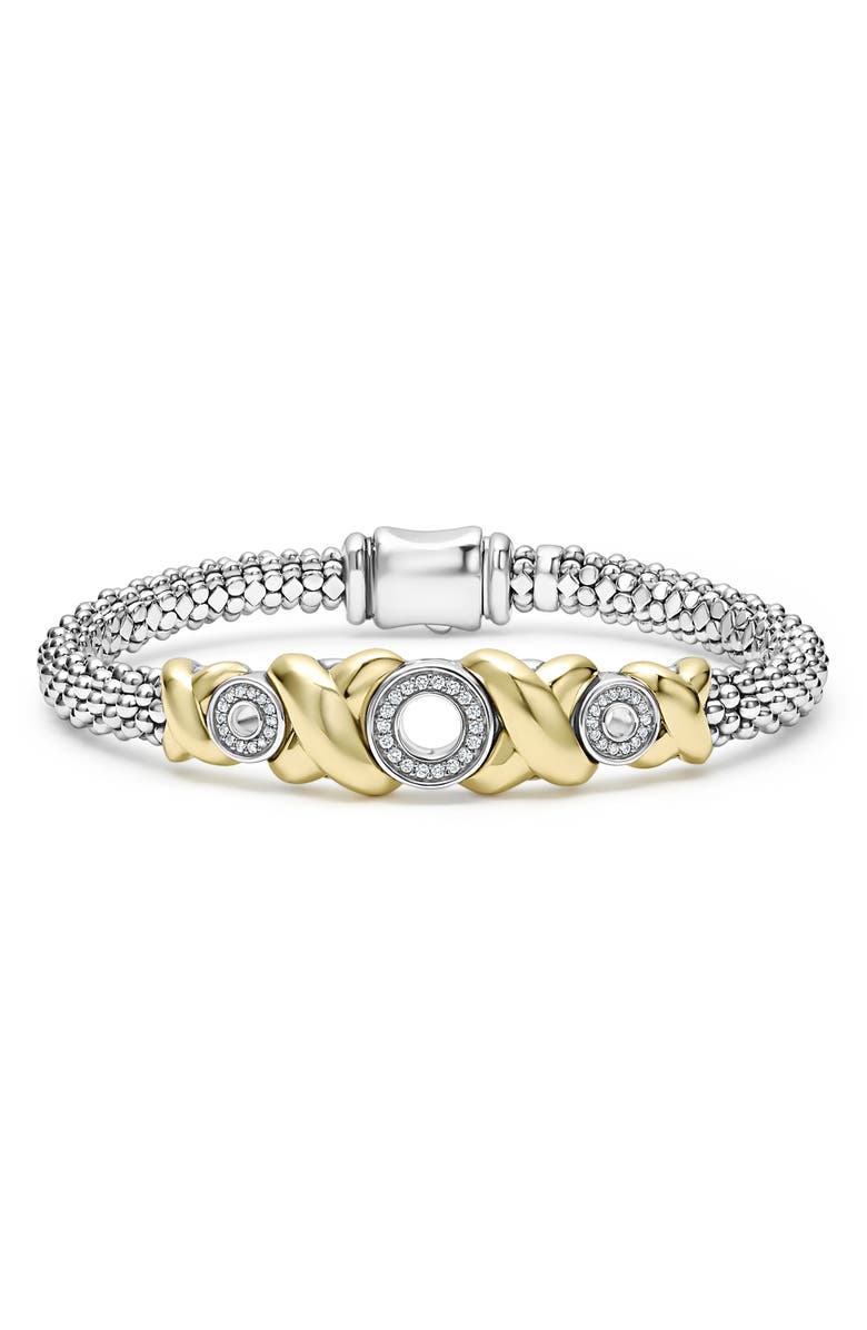 LAGOS Embrace XO Pavé Diamond Caviar Station Bracelet, Main, color, 