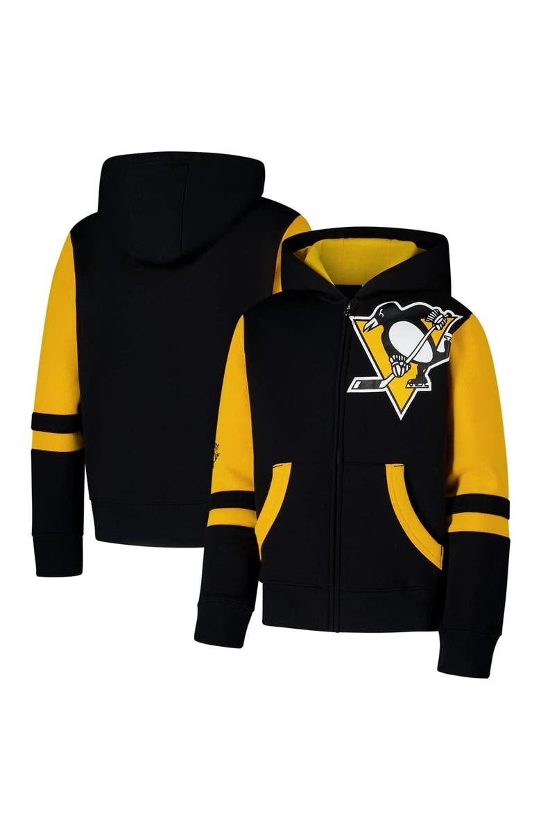Outerstuff Youth Black Pittsburgh Penguins Face Off Full-Zip Hoodie, Main, color, Black