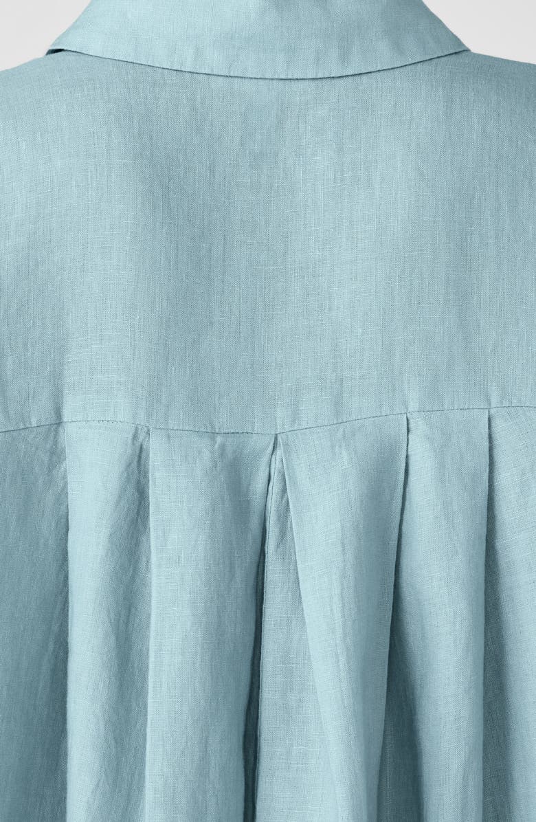 Eileen Fisher Classic Long Organic Linen Button-Up Shirt, Alternate, color, Seafoam