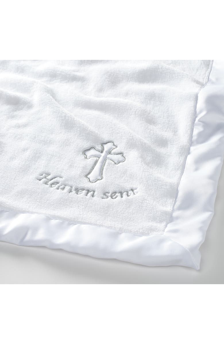 Lambs & Ivy Heaven Sent Baptism/Christening Soft Fleece Baby Blanket, Alternate, color, White