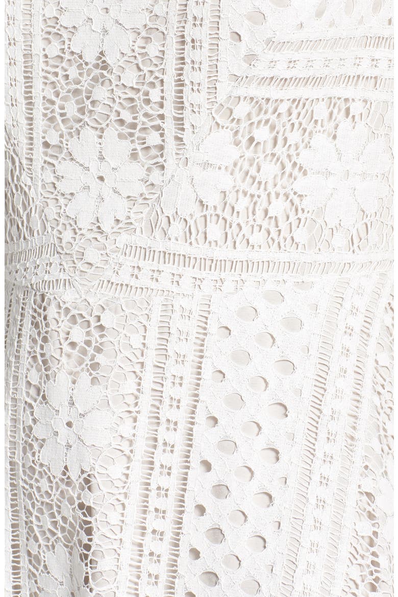 Stripe Lace Fit & Flare Dress, Alternate, color, IVORY/ CHAMOIS