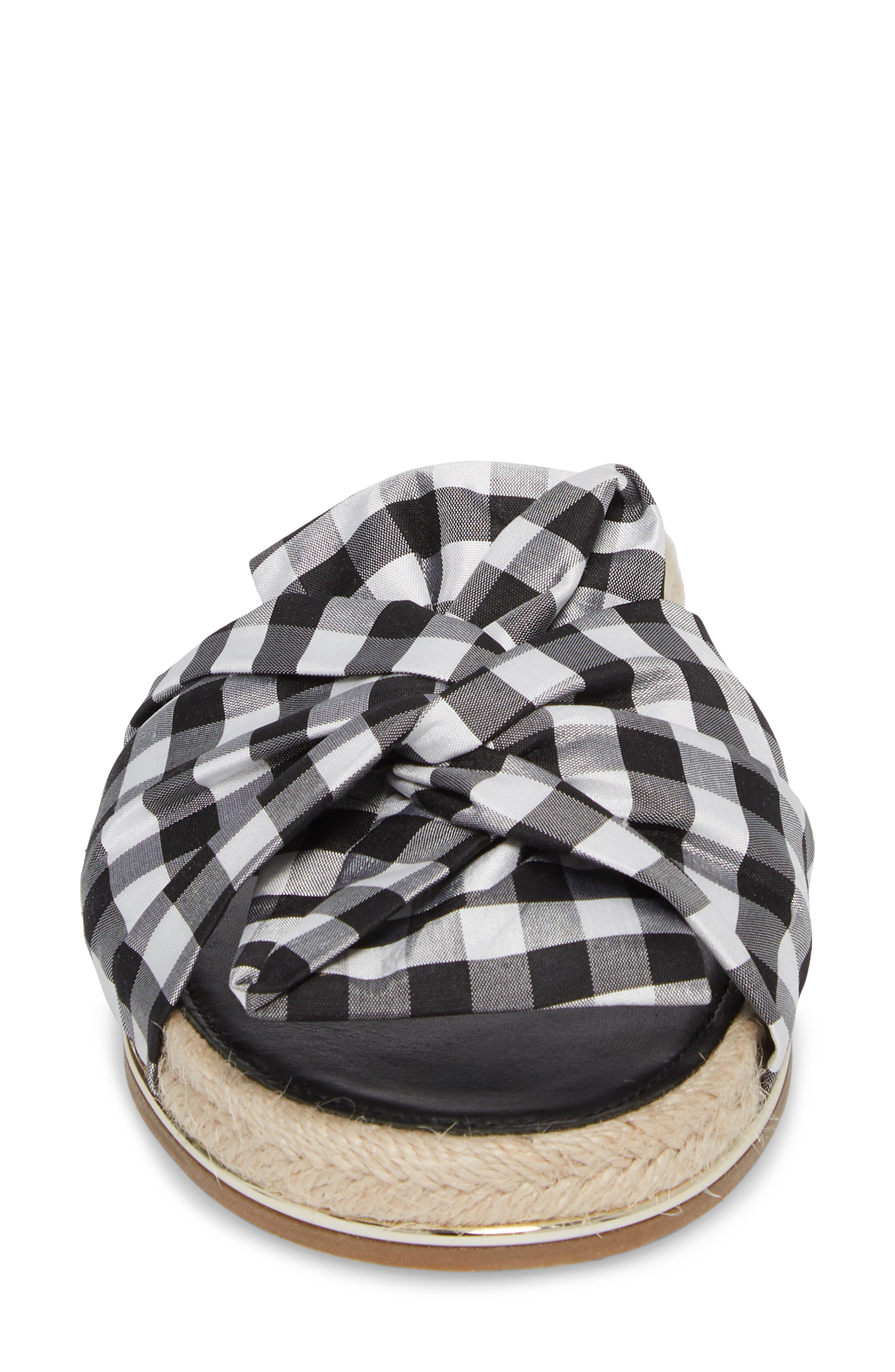 Camille Espadrille Slide Sandal, Alternate, color, BLACK/ WHITE GINGHAM FABRIC