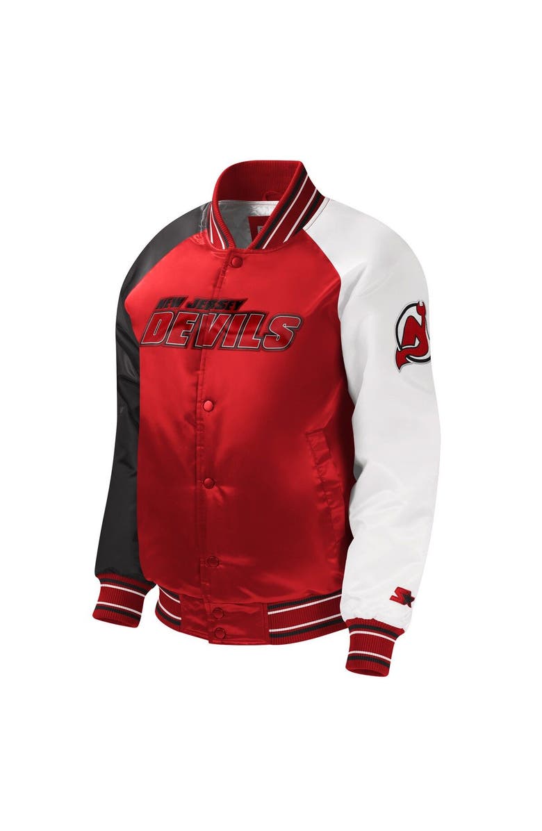 STARTER Youth Starter Red New Jersey Devils Raglan Full-Snap Varsity Jacket, Alternate, color,