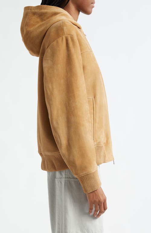 Vince Suede Hoodie In Brown