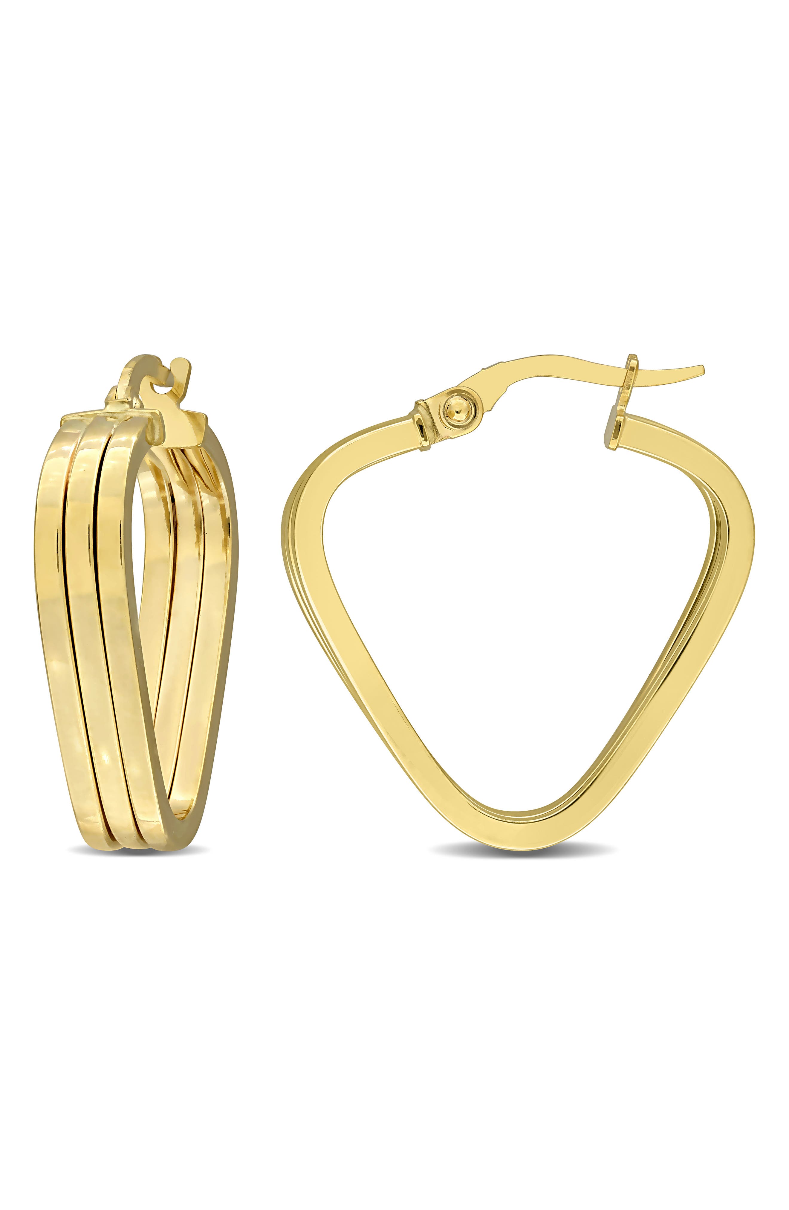 DELMAR Triple V-Shape Hoop Earrings