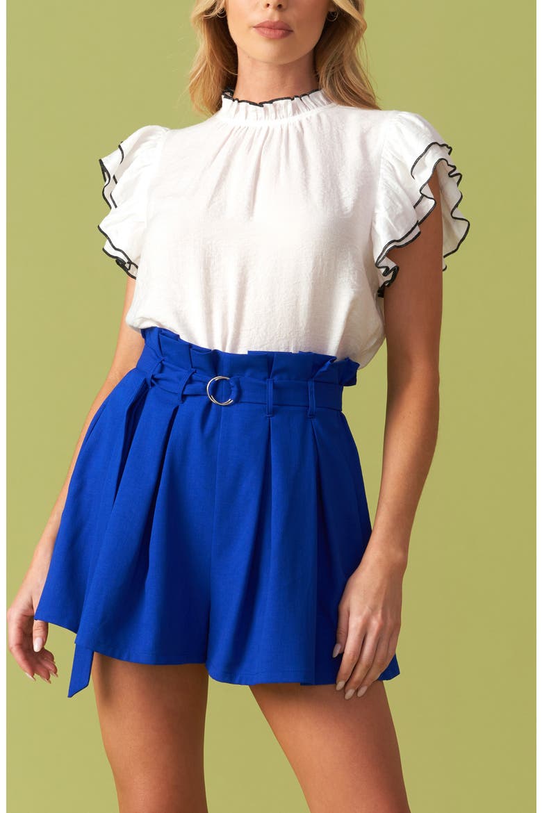 Pleated Paperbag Shorts, Alternate, color, ROYAL