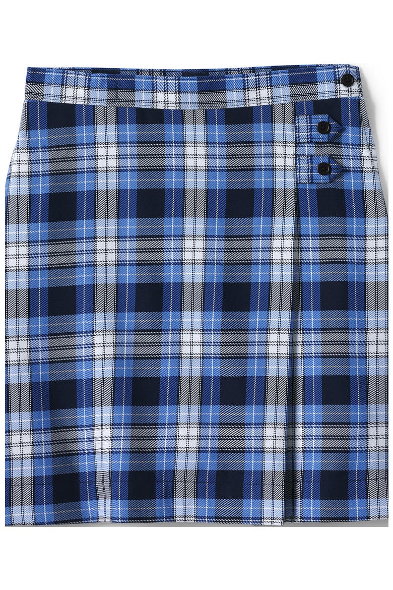 Girls Slim Solid A-line Skirt Below the Knee, Alternate, color, Clear Blue Plaid