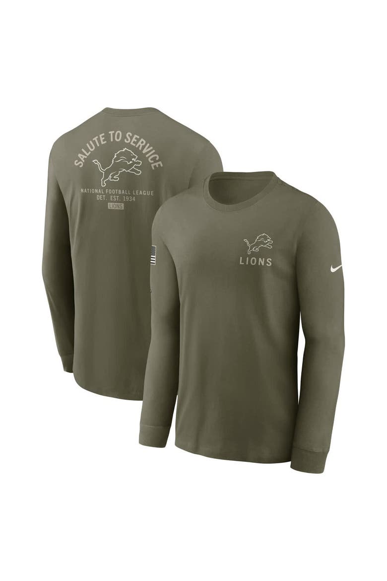 Men's Nike Olive Detroit Lions 2025 Salute to Service Sideline Long Sleeve T-Shirt, Main, color, Olive