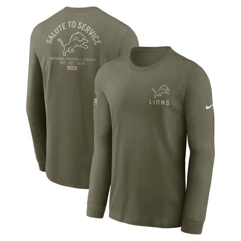 Men's Nike Olive Detroit Lions 2025 Salute to Service Sideline Long Sleeve T-Shirt