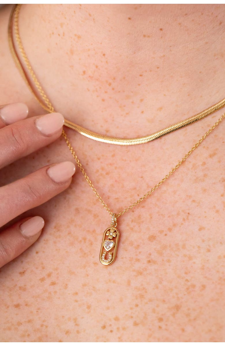 Alex and Ani Love Luck Pendant Necklace, Alternate, color, Gold