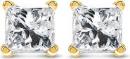 Haus of Brilliance IGI Certified 3/8 Cttw Princess Diamond Solitaire Stud Earrings in 14K Yellow Gold