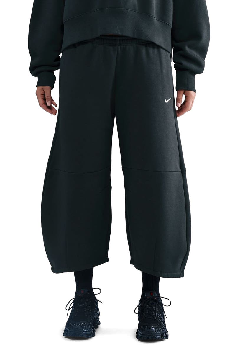 Nike Phoenix Fleece Loose Crop Barrel Pants, Main, color, Seaweed/ Sail