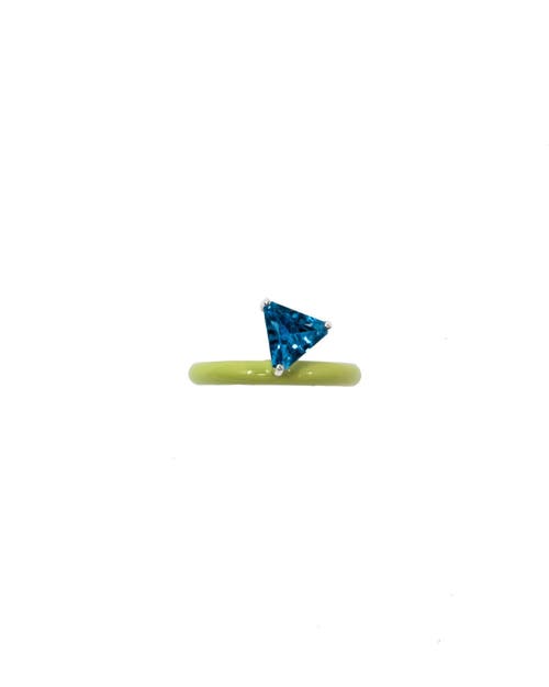 Fry Powers Gem + Enamel Stacking Ring In Zucchini/fern Green
