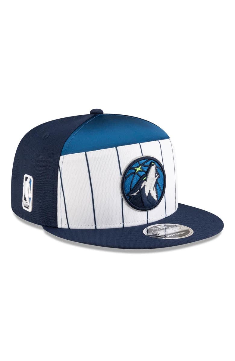 New Era Men's New Era White/Navy Minnesota Timberwolves 2025 NBA Tip Off Split Panel 9FIFTY Snapback Hat, Main, color, White