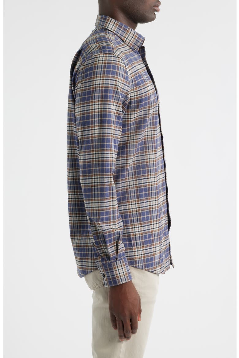 Kamper Plaid Cotton Blend Button-Down Shirt, Alternate, color, CHARCOAL