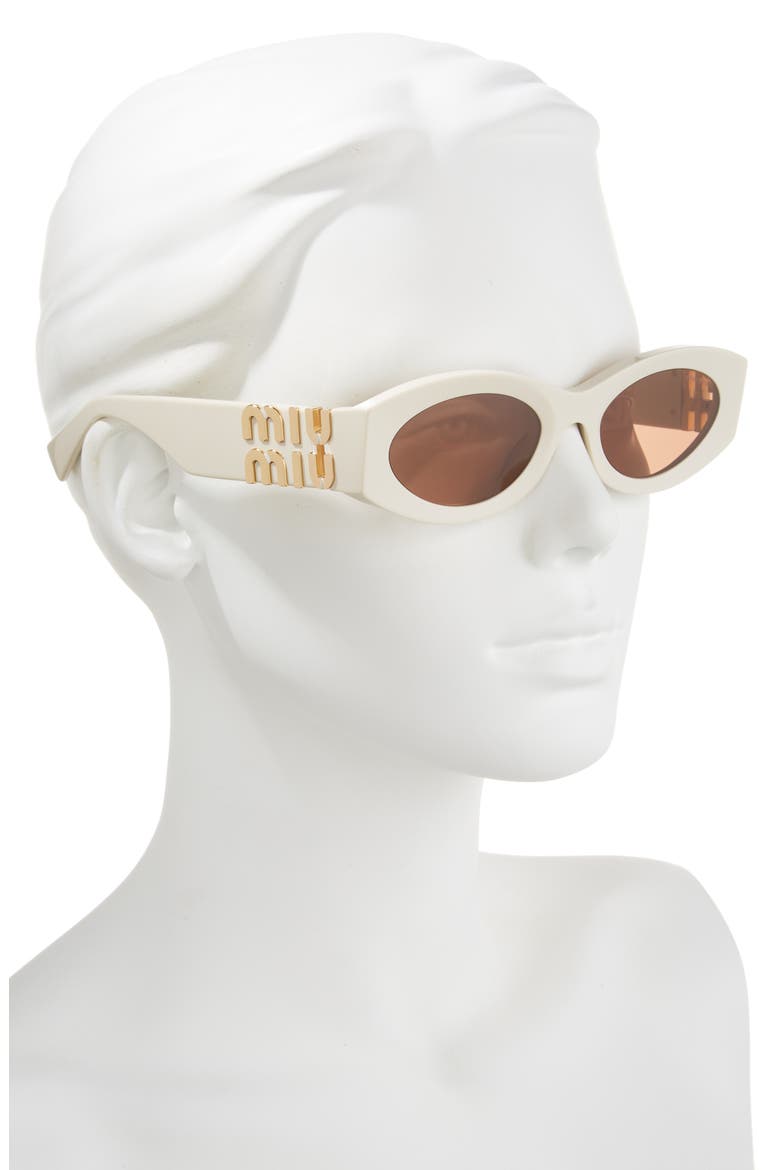 54mm Rectangular Sunglasses, Alternate, color, MILK / BROWN