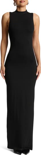 Mock Neck Sleeveless Maxi Dress