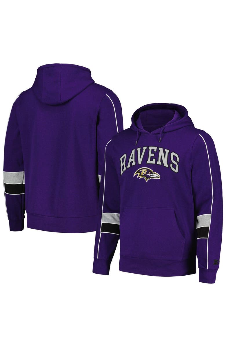 STARTER Men's Starter Purple Baltimore Ravens Captain Pullover Hoodie, Main, color, 