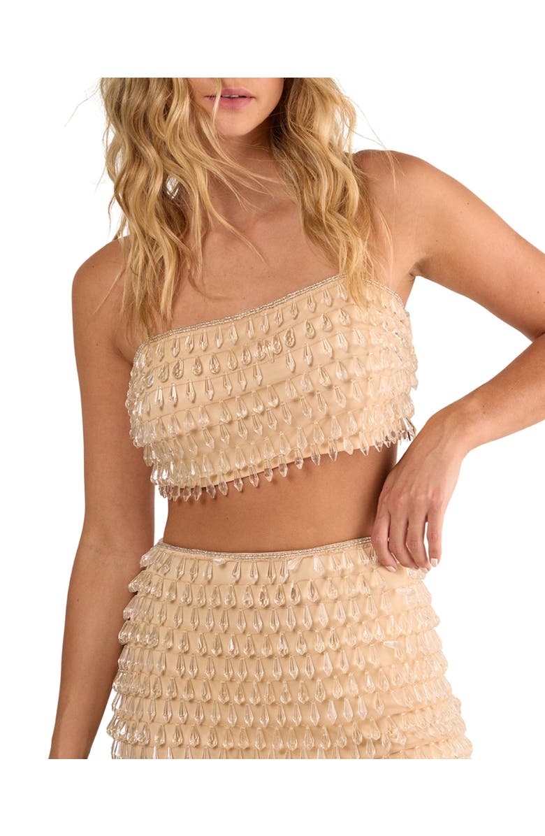NASTY GAL Droplet Embellished Crop Top, Alternate, color, Champagne