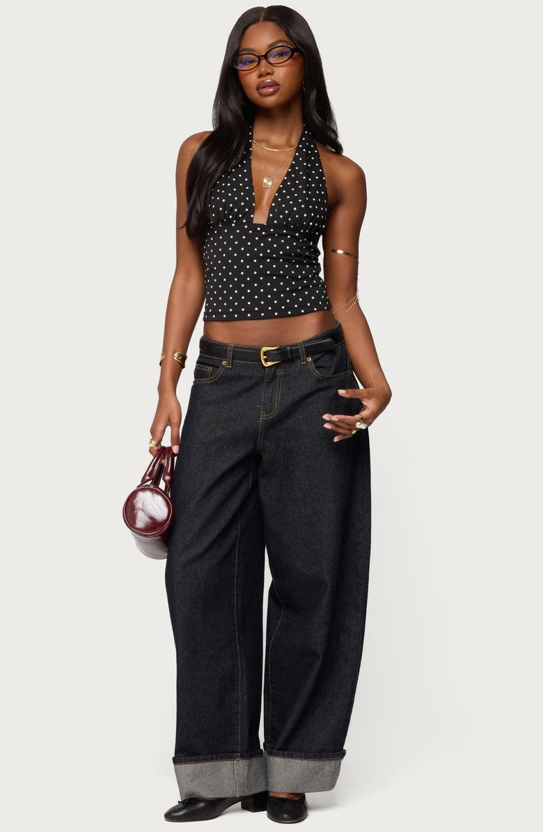 EDIKTED Blaire Polka Dot Halter Top, Alternate, color, Black-And-White