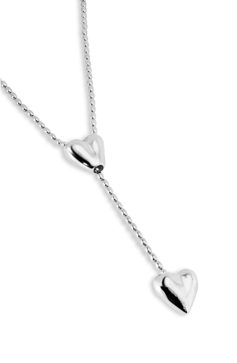 UNODE50 Double Heart Y Necklace, Alternate, color, Silver