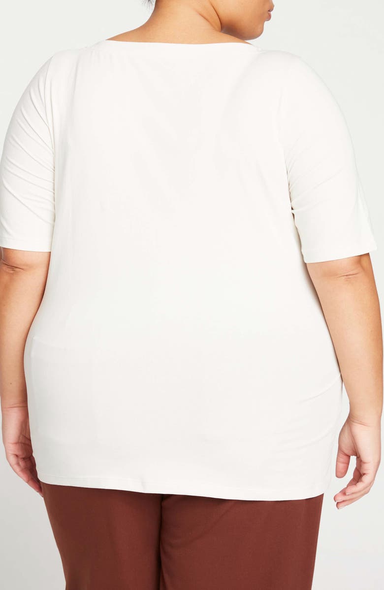 Universal Standard Bella Boatneck Stretch Pima Cotton Top, Alternate, color, White