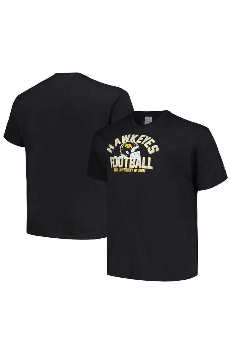 Champion Men's Champion Black Iowa Hawkeyes Big & Tall Football Helmet T-Shirt, Main, color,