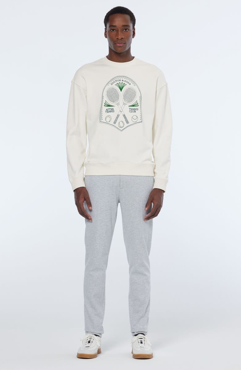 Scotch & Soda Tennis Embroidered Cotton Graphic Sweatshirt, Alternate, color, Swan